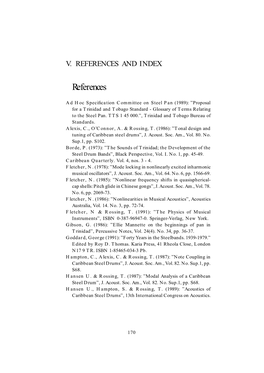 V. References & Index