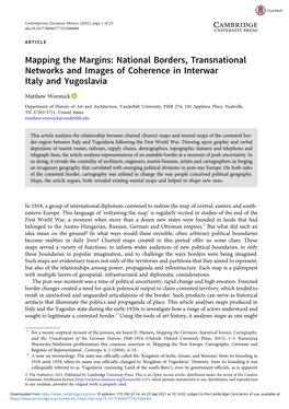 Mapping the Margins: National Borders, Transnational Networks and Images of Coherence in Interwar Italy and Yugoslavia