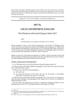 The Chichester (Electoral Changes) Order 2017