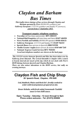 Claydon and Barham Bus Times