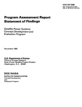 Program Assessment Report Statement of Findings