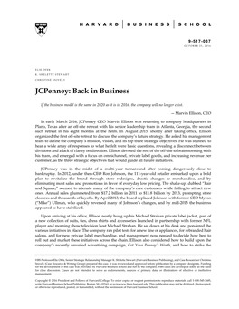 Jcpenney: Back in Business