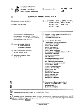 KS-506 Compounds and Process for the Production Thereof