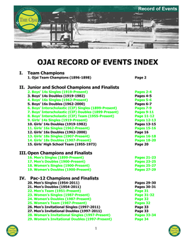 Ojai Record of Events Index