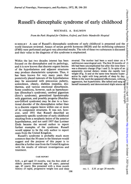 Russell's Diencephalic Syndrome of Early Childhood