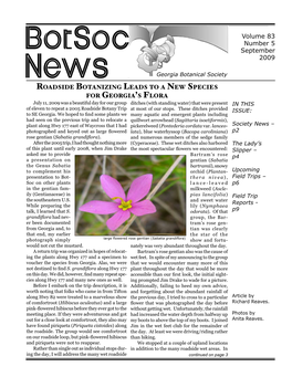 Botsoc News, September 2009  Volume 83 Number 5 September 2009