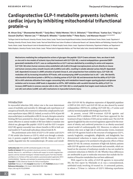 Cardioprotective GLP-1 Metabolite Prevents Ischemic Cardiac Injury by Inhibiting Mitochondrial Trifunctional Protein-Α