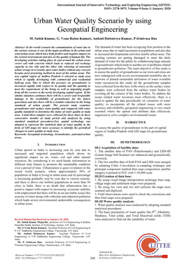 Urban Water Quality Scenario by Using Geospatial Engineering