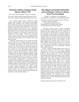 Thermal Evolution of Plutons in the Questa Caldera, NM the Alleged