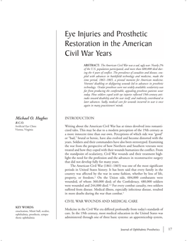 Eye Injuries and Prosthetic Resotration in the American Civil War Years