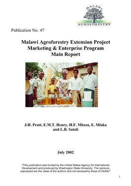 Malawi Agroforestry Extension Project Marketing & Enterprise Program Main Report