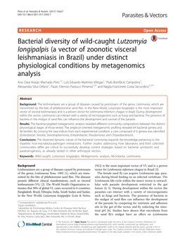 Bacterial Diversity of Wild-Caught Lutzomyia Longipalpis