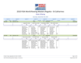 2010 FISA World Rowing Masters Regatta - St Catharines Order of Racing