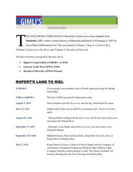 Rupert's Land to Riel