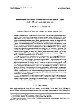 Thermocline Circulation and Ventilation in the Indian Ocean Derived from Water Mass Analysis