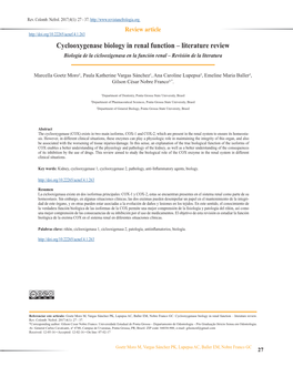 Cyclooxygenase Biology in Renal Function – Literature Review Biología De La Ciclooxigenasa En La Función Renal – Revisión De La Literatura