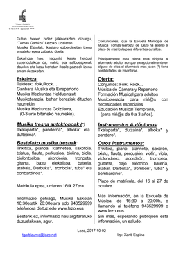 Instrumentos Autóctonos: Txalaparta*, Panderoa*, Alboka* Eta Txalaparta*, Dulzaina*, Alboka* Y Dultzaina*