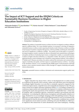 The Impact of ICT Support and the EFQM Criteria on Sustainable Business Excellence in Higher Education Institutions