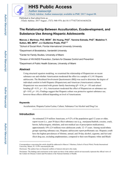 The Relationship Between Acculturation, Ecodevelopment, and Substance Use Among Hispanic Adolescents