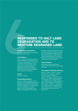 Responses to Halt Land Degradation and to Restore Degraded Land 6