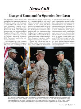 News Call Change of Command for Operation New Dawn