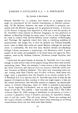Edmund F.Sutcliffe S.]. - a Postcript