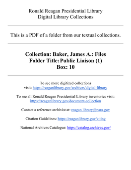 Baker, James A.: Files Folder Title: Public Liaison (1) Box: 10