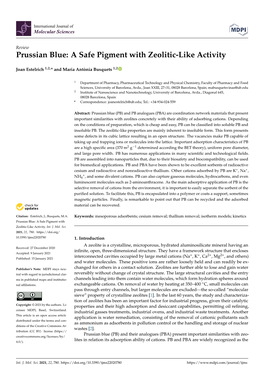 Prussian Blue: a Safe Pigment with Zeolitic-Like Activity