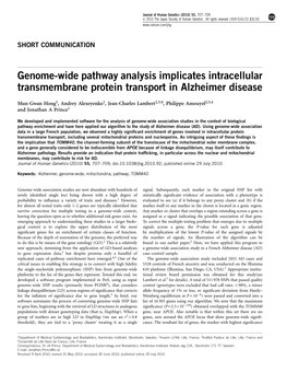 Genome-Wide Pathway Analysis Implicates Intracellular Transmembrane Protein Transport in Alzheimer Disease