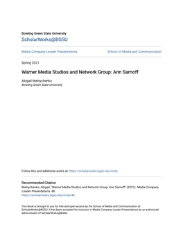 Warner Media Studios and Network Group: Ann Sarnoff