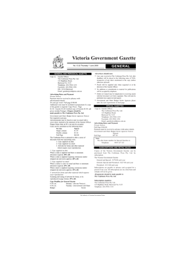 Victoria Government Gazette GENERAL