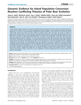 Genomic Evidence for Island Population Conversion Resolves Conflicting Theories of Polar Bear Evolution