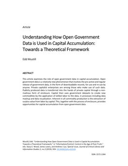 Understanding How Open Government Data Is Used in Capital Accumulation: Towards a Theoretical Framework