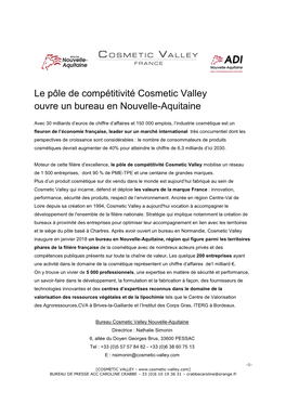 Le Pôle De Compétitivité Cosmetic Valley Ouvre Un Bureau En Nouvelle-Aquitaine