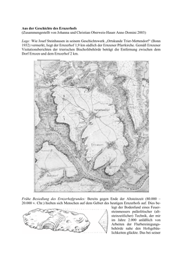 Aus Der Geschichte Des Ernzerhofs (Zusammengestellt Von Johanna Und Christian Oberweis-Hauer Anno Domini 2003)