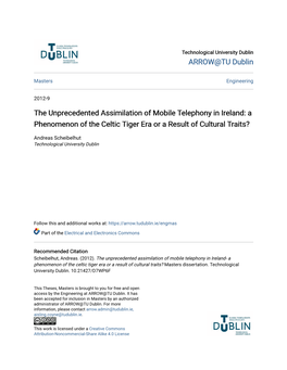 The Unprecedented Assimilation of Mobile Telephony in Ireland: a Phenomenon of the Celtic Tiger Era Or a Result of Cultural Traits?