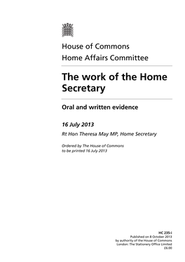 The Work of the Home Secretary