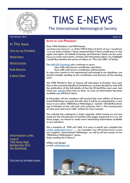 TIMS E-NEWS the International Molinological Society
