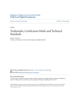 Trademarks, Certification Marks and Technical Standards Jorge L