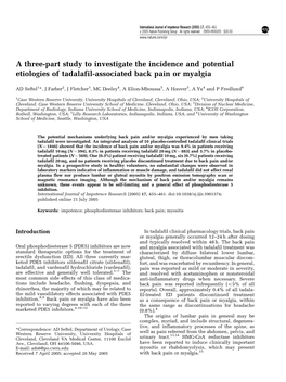 A Three-Part Study to Investigate the Incidence and Potential Etiologies of Tadalafil-Associated Back Pain Or Myalgia