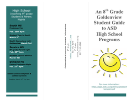 An 8 Grade Goldenview Student Guide to ASD High School Programs