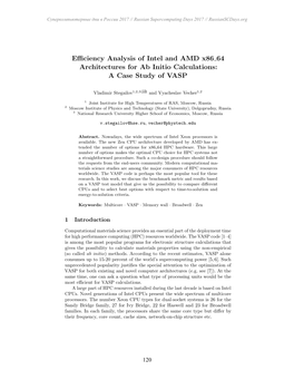 Efficiency Analysis of Intel and AMD X86 64 Architectures for Ab Initio