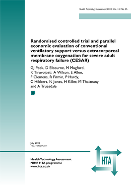 Randomised Controlled Trial and Parallel Economic Evaluation Of