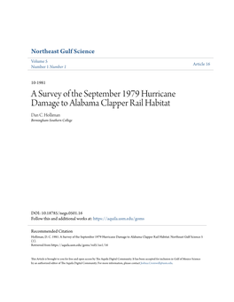 A Survey of the September 1979 Hurricane Damage to Alabama Clapper Rail Habitat Dan C