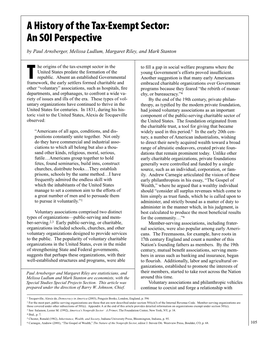 A History of the Tax-Exempt Sector: an SOI Perspective by Paul Arnsberger, Melissa Ludlum, Margaret Riley, and Mark Stanton