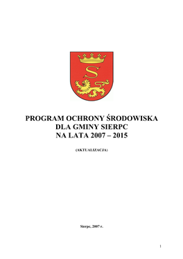 Program Ochrony Środowiska Dla Gminy Sierpc Na Lata 2007 – 2015