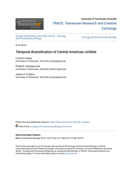 Temporal Diversification of Central American Cichlids