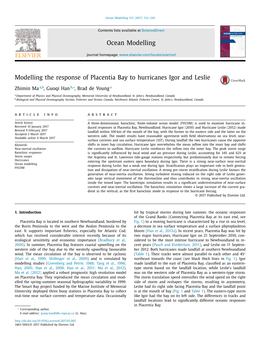 Modelling the Response of Placentia Bay to Hurricanes Igor and Leslie