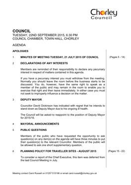 (Public Pack)Agenda Document for Council, 22/09/2015 18:30