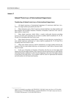 Annex I* Inland Waterways of International Importance